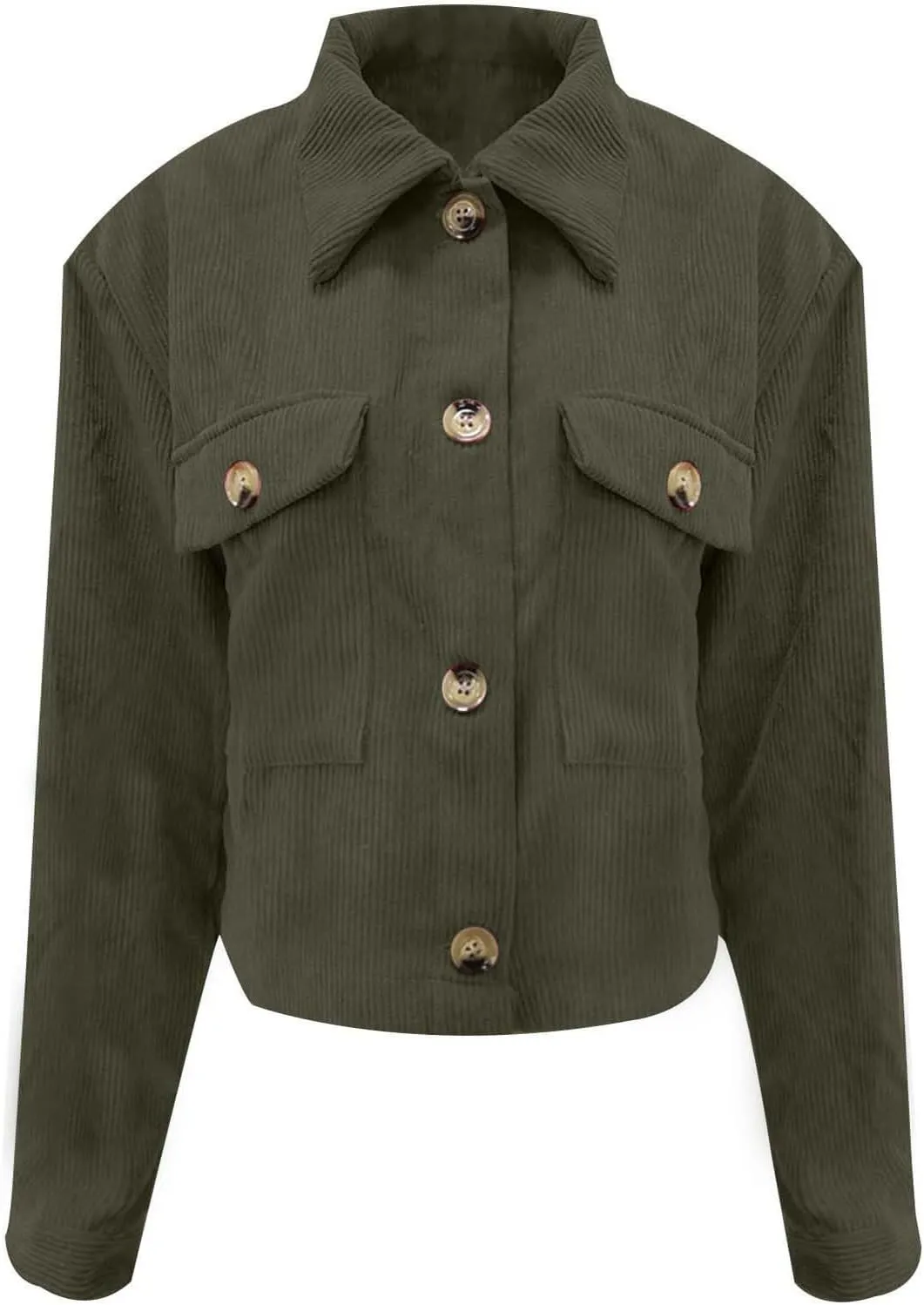 Womens Fashion Cropped Shackets Corduroy Button Down Crop Jackets Tops Long Sleeve Blazer Suit CoatTrendy 2024