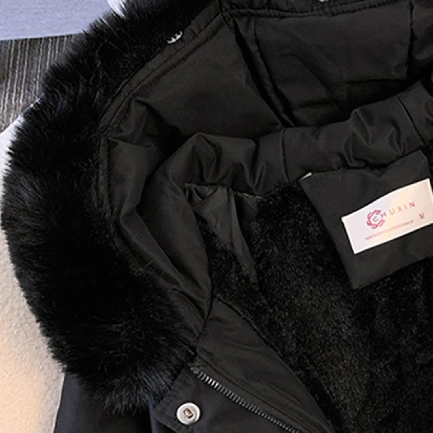 Womens Fleece Lined Parka Winter Coat Fashion Hooded Zip Up Thicken Anorak Jackets with Pockets Fur Hood Overcoat