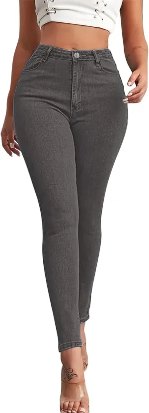 Women's High Waisted Jeans Casual Stretchy Skinny Straight Leg Bootcut Cropped Denim Pants Tapered Juniors Trousers
