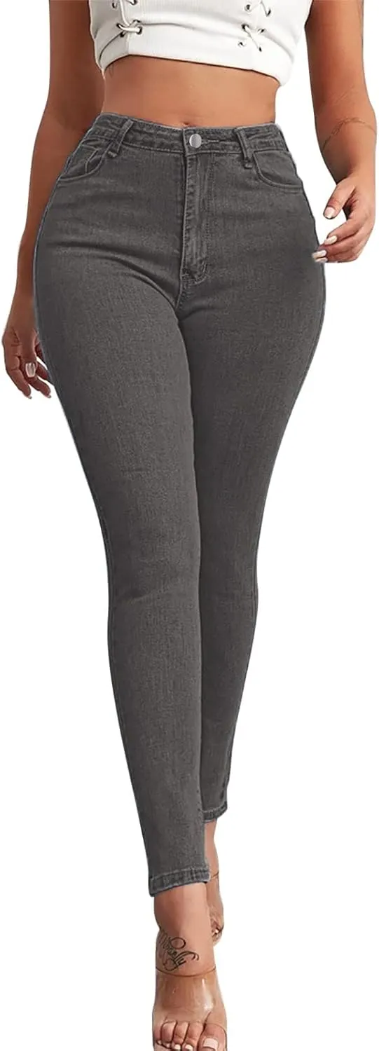 Women's High Waisted Jeans Casual Stretchy Skinny Straight Leg Bootcut Cropped Denim Pants Tapered Juniors Trousers