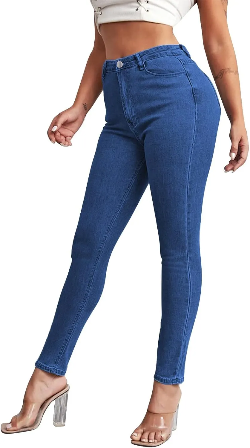 Women's Jeans High Waisted Stretchy Casual Skinny Straight Leg Cropped Denim Pants Bootcut Tapered Juniors Trouser