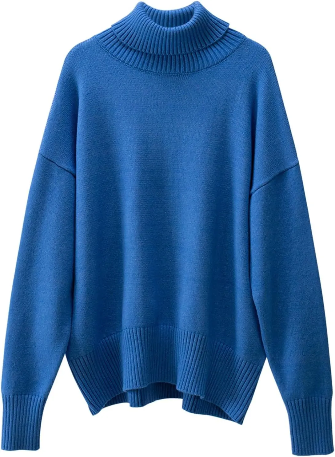 Womens Knitted Sweater 2024 Casual Long Sleeve Turtleneck Tops Oversized Winter Outfits Fashion Solid Color Pullovers
