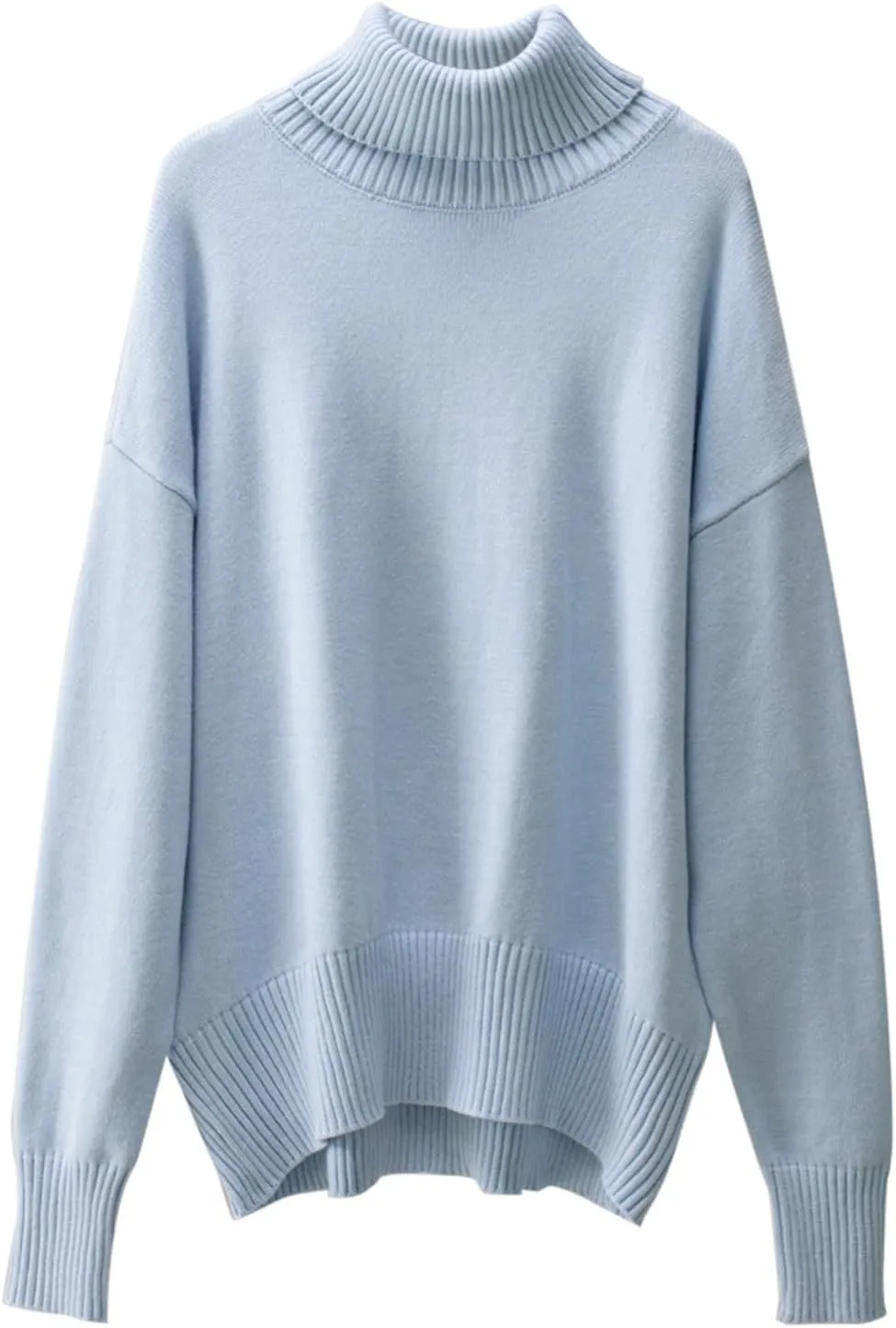 Womens Knitted Sweater 2024 Casual Long Sleeve Turtleneck Tops Oversized Winter Outfits Fashion Solid Color Pullovers