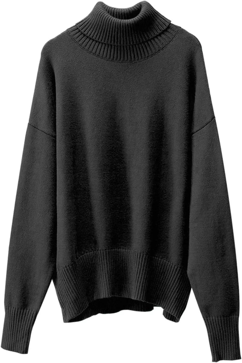 Womens Knitted Sweater 2024 Casual Long Sleeve Turtleneck Tops Oversized Winter Outfits Fashion Solid Color Pullovers