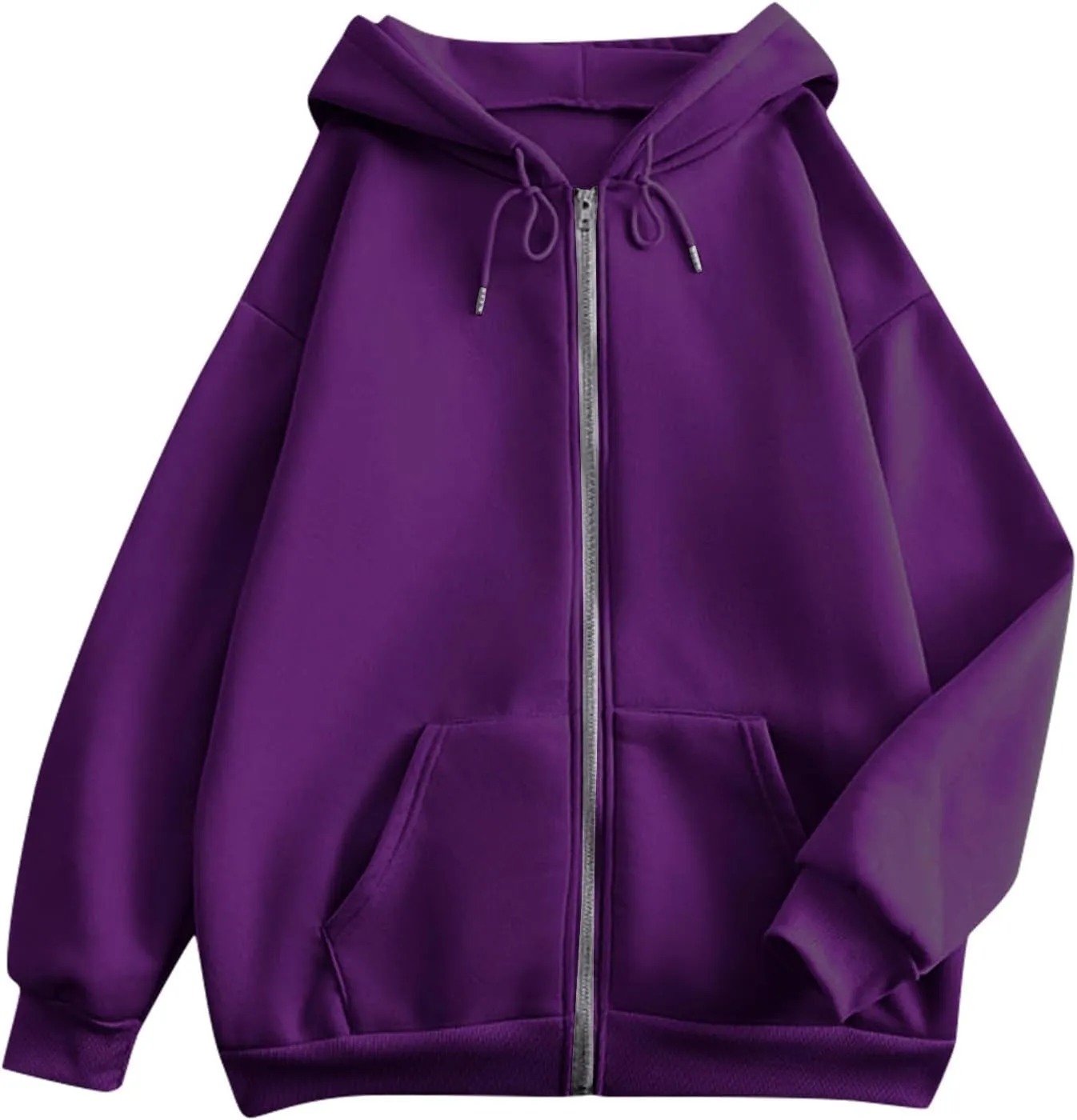 Women's Lightweight Hoodies Full Zip Up Oversized Sweatshirts with Pockets Long Sleeve Soft Hooded Jackets