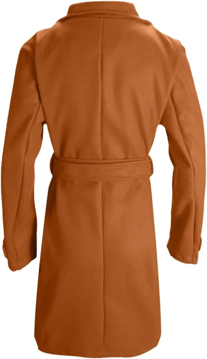 Women's Long Coat Notched Lapel Collar Double Breasted Pea Coat Winter Elegant Wool Blend Over Coats Jackets