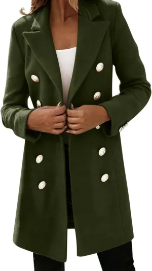 Women's Long Sleeve Blazer Woman Artificial Wool Elegant Blend Coat Slim Female Long Coat Outerwear Jacket