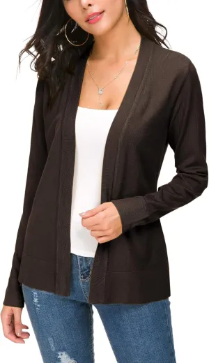 Women's Long Sleeve Open Front Cardigan Sweater Lightweight Casual Knit Sweaters