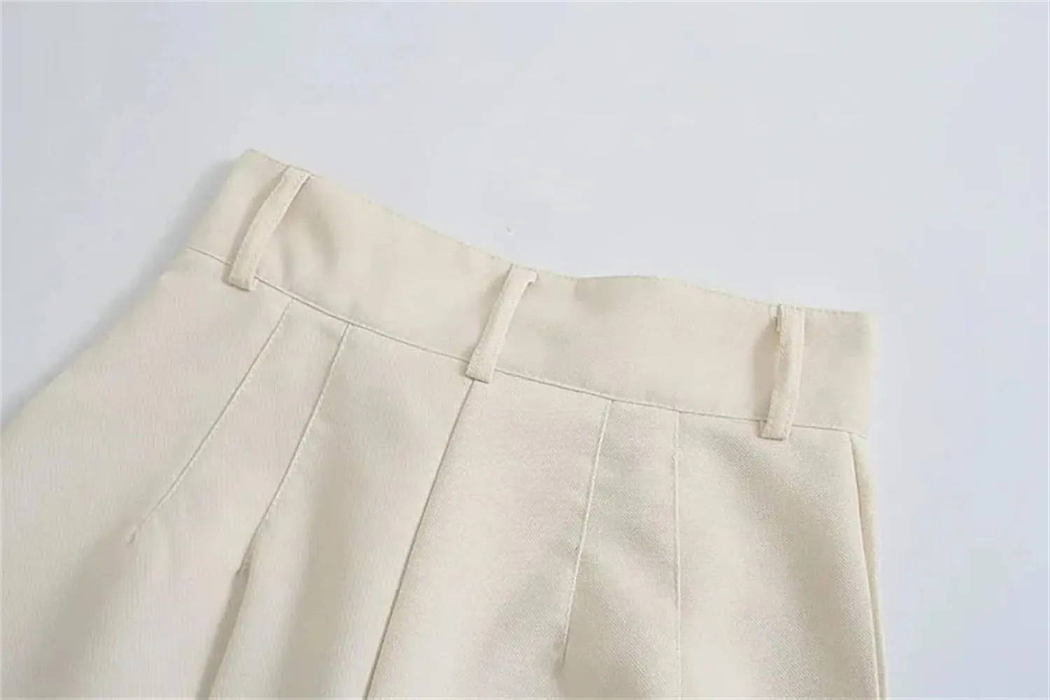 Women's Office Business Straight Pants Vintage High Waist Zipper Wide Leg Trousers