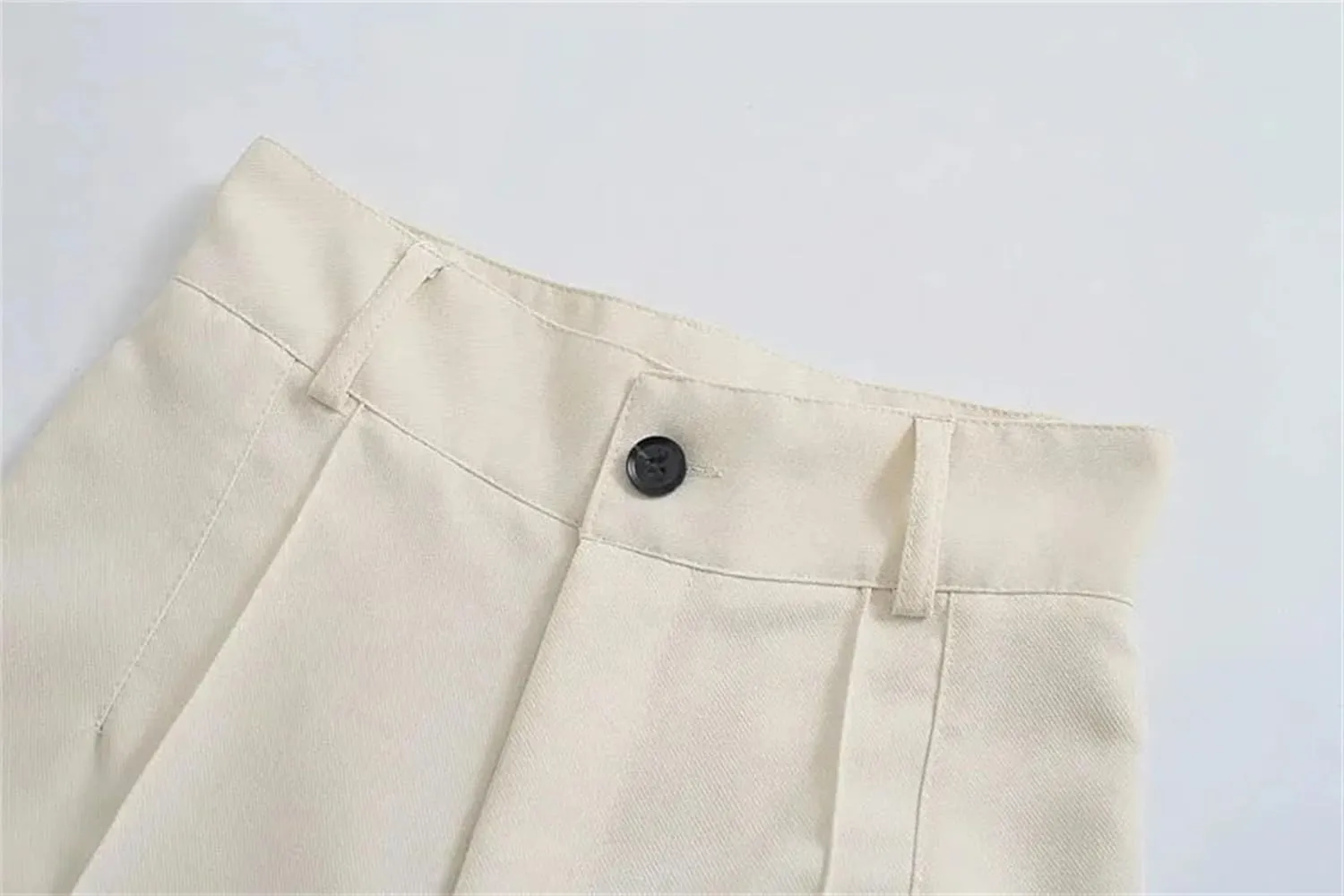 Women's Office Business Straight Pants Vintage High Waist Zipper Wide Leg Trousers