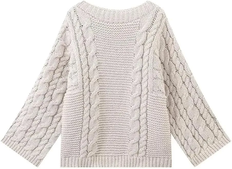 Women's Oversized Cable Knit Sweaters, Fall Casual Loose Long Sleeve Chunky Knitted Pullover Sweater Tops