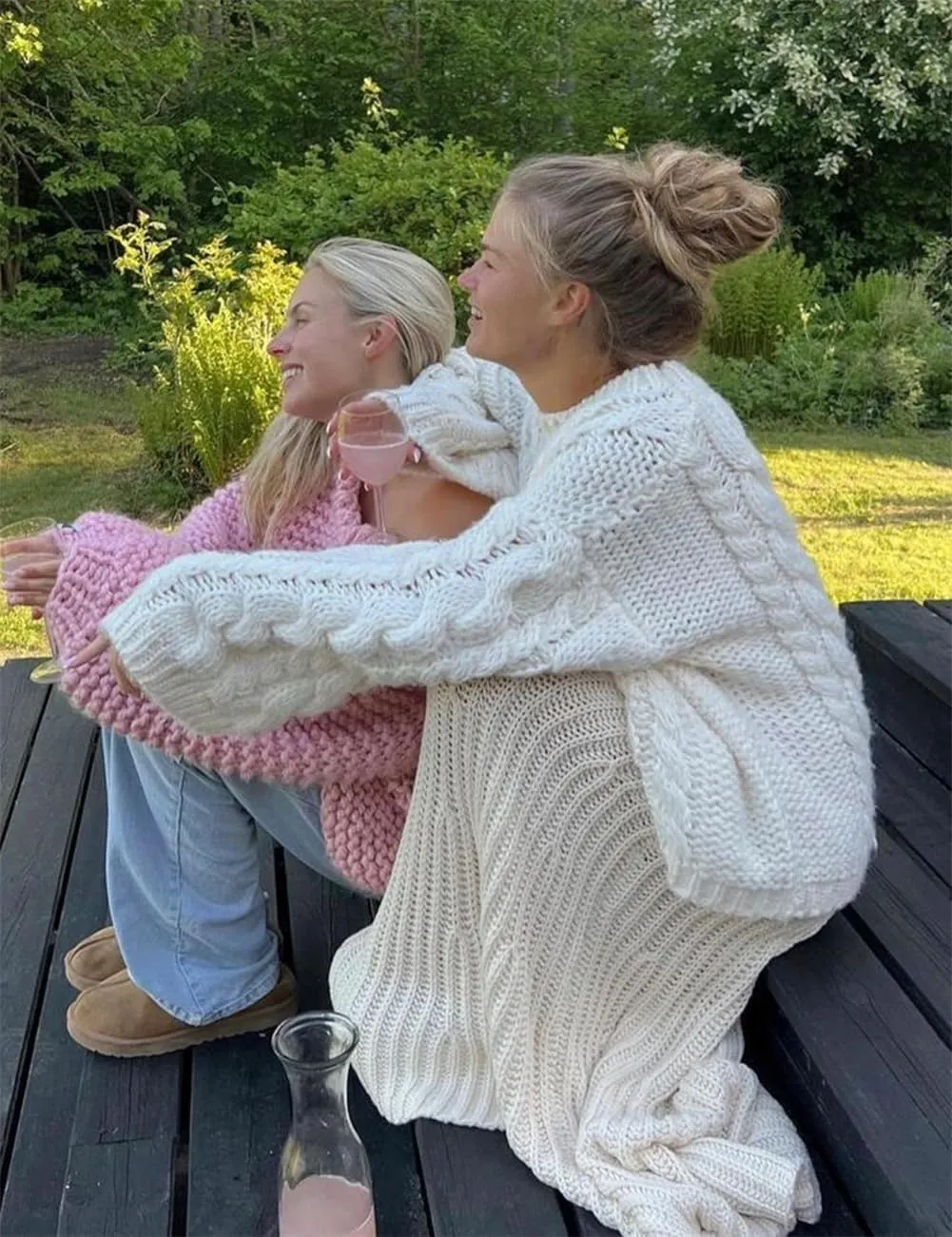 Women's Oversized Cable Knit Sweaters, Fall Casual Loose Long Sleeve Chunky Knitted Pullover Sweater Tops