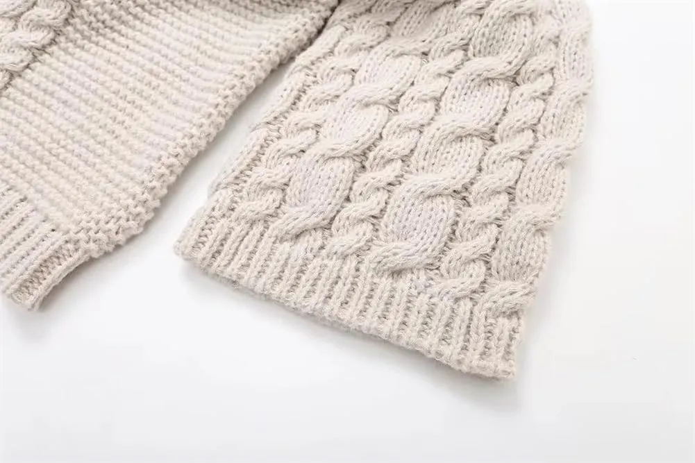 Women's Oversized Cable Knit Sweaters, Fall Casual Loose Long Sleeve Chunky Knitted Pullover Sweater Tops