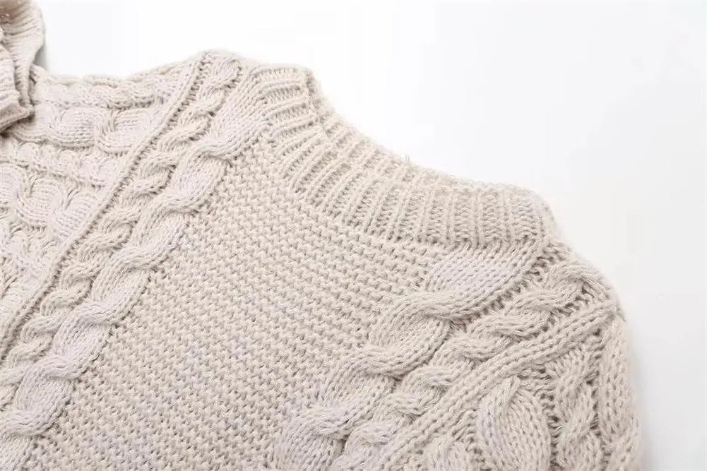 Women's Oversized Cable Knit Sweaters, Fall Casual Loose Long Sleeve Chunky Knitted Pullover Sweater Tops