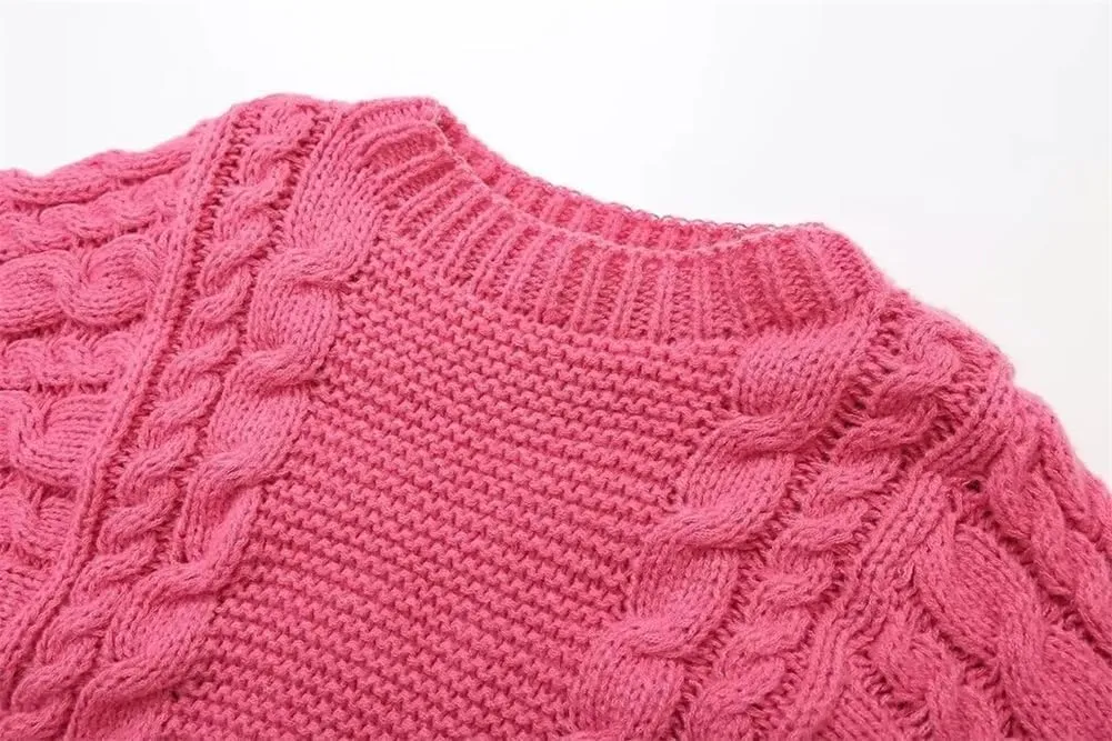 Women's Oversized Cable Knit Sweaters, Fall Casual Loose Long Sleeve Chunky Knitted Pullover Sweater Tops