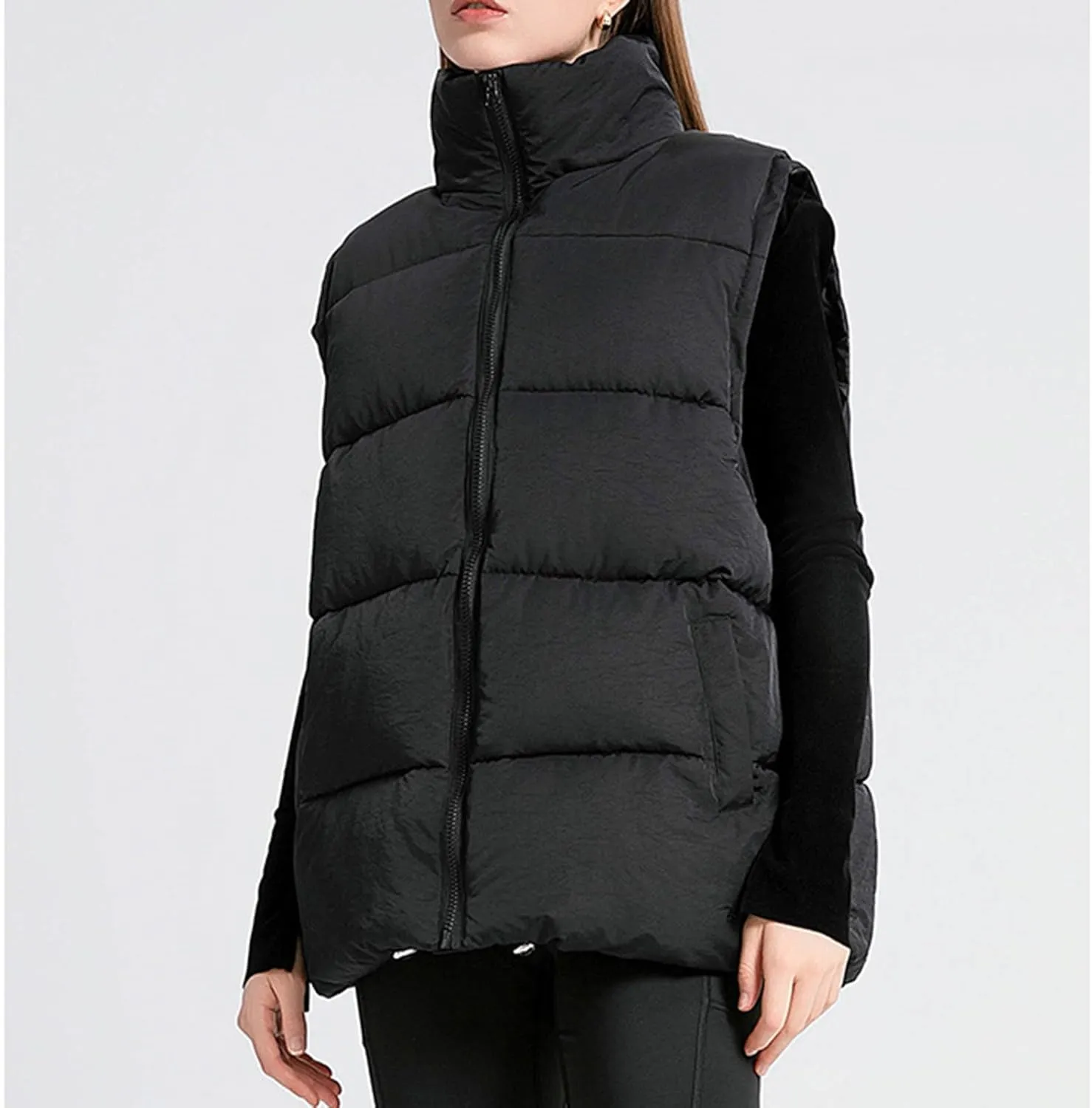 Women's Puffer Vest Sleeveless Lightweight Bomber Jacket Packable Sherpa Down Coat Warm Quilted Vest with Pocket