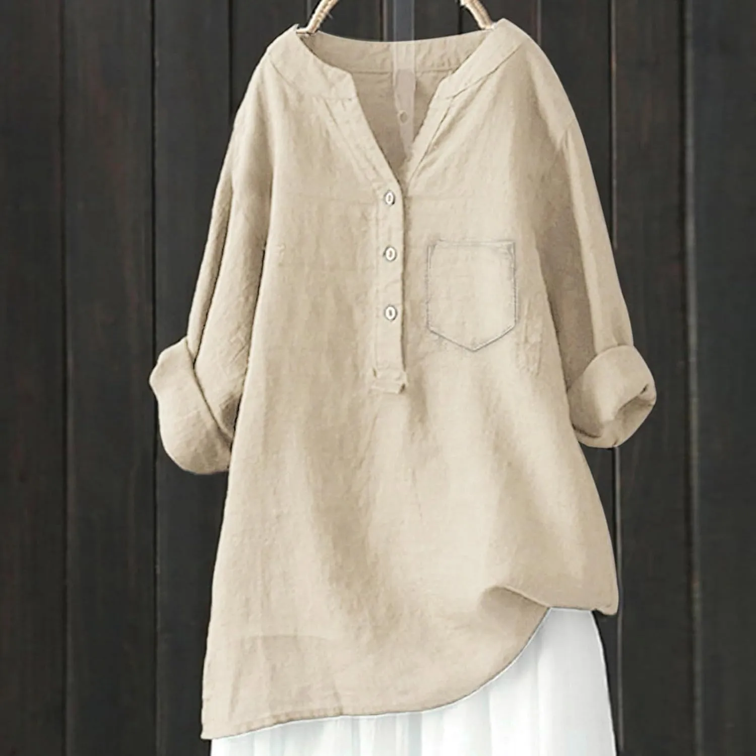 Womens Short Sleeve Cotton Linen Shirts Casual Crew Neck Comfy T-Shirts Embroidery Loose Summer Tee Shirts