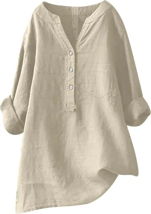 Womens Short Sleeve Cotton Linen Shirts Casual Crew Neck Comfy T-Shirts Embroidery Loose Summer Tee Shirts