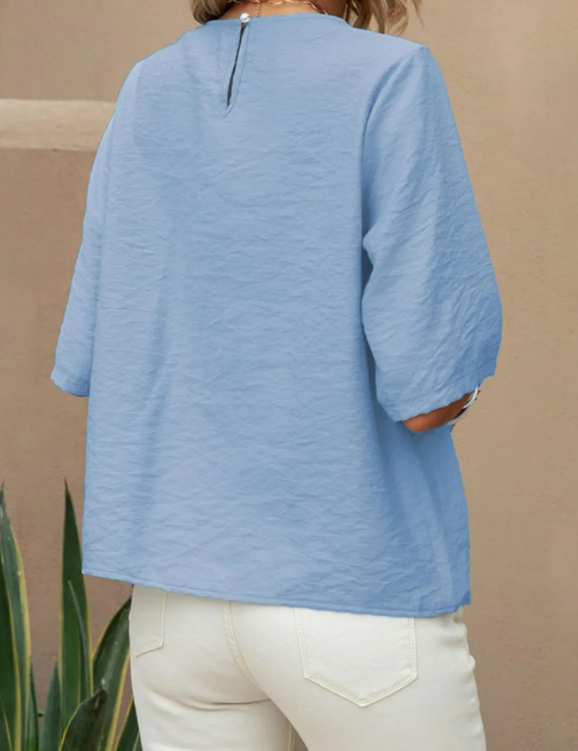 Womens Summer Cotton Linen Half Sleeve Shirt Crewneck Loose Fit Solid Oversized Basic Tee Blouse Tops