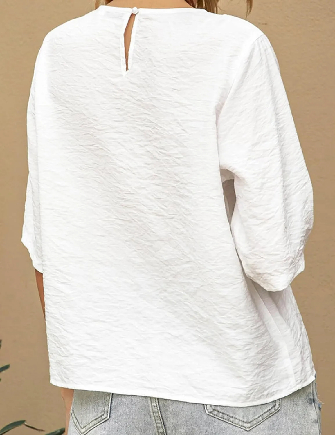Womens Summer Cotton Linen Half Sleeve Shirt Crewneck Loose Fit Solid Oversized Basic Tee Blouse Tops