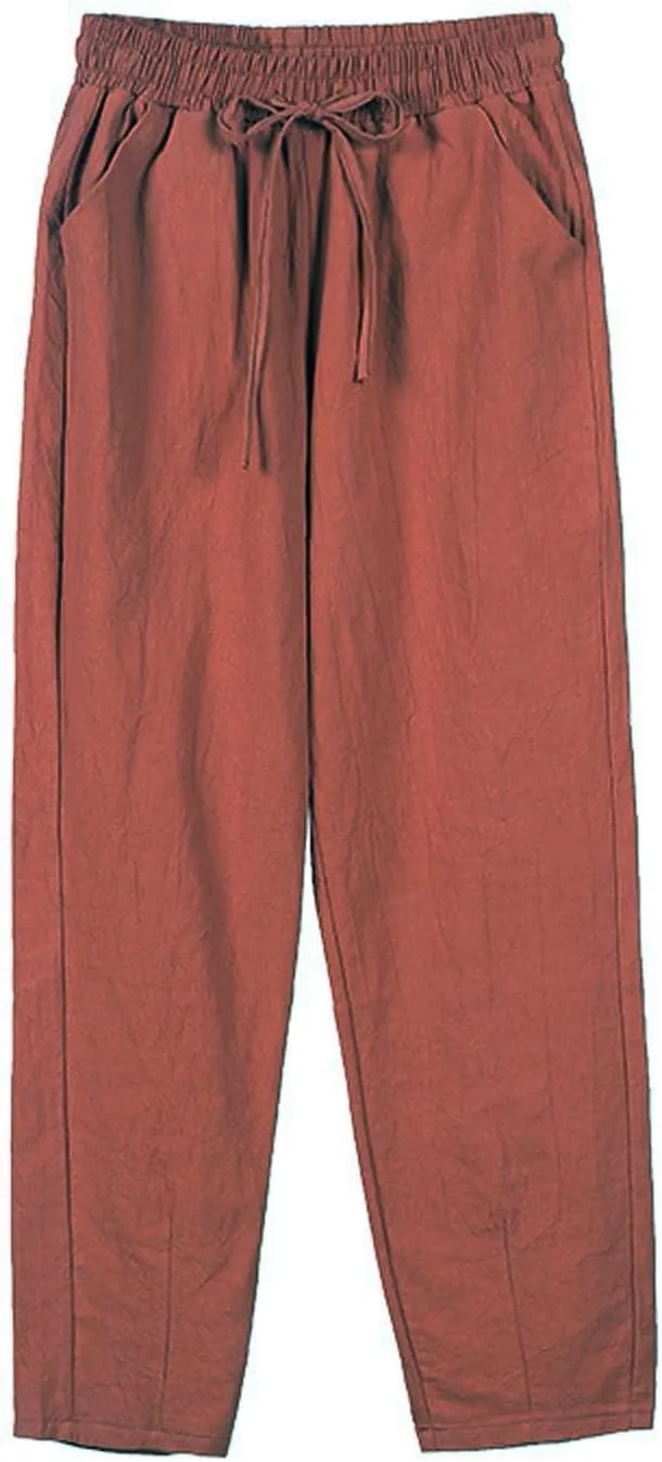 Womens Sweatpants, Peasant Pants Casual Straight Leg Plus Size Linen Lounge Stretchy