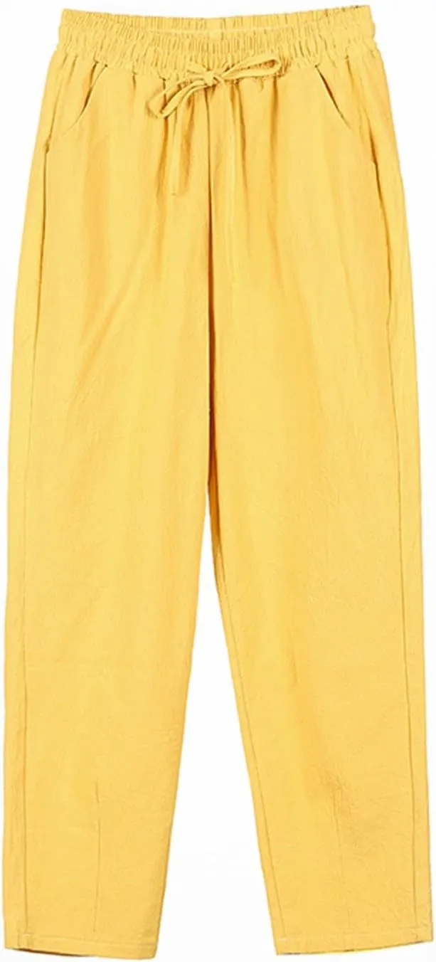Womens Sweatpants, Peasant Pants Casual Straight Leg Plus Size Linen Lounge Stretchy