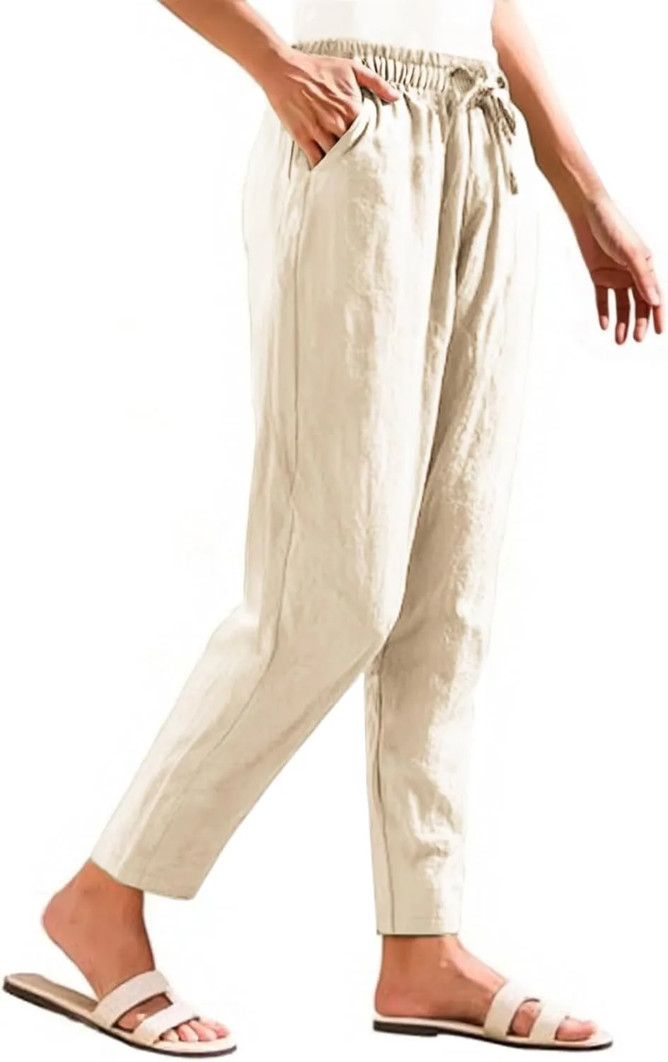 Womens Sweatpants, Peasant Pants Casual Straight Leg Plus Size Linen Lounge Stretchy