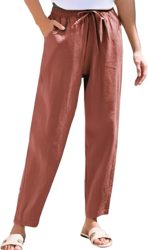 Womens Sweatpants, Peasant Pants Casual Straight Leg Plus Size Linen Lounge Stretchy