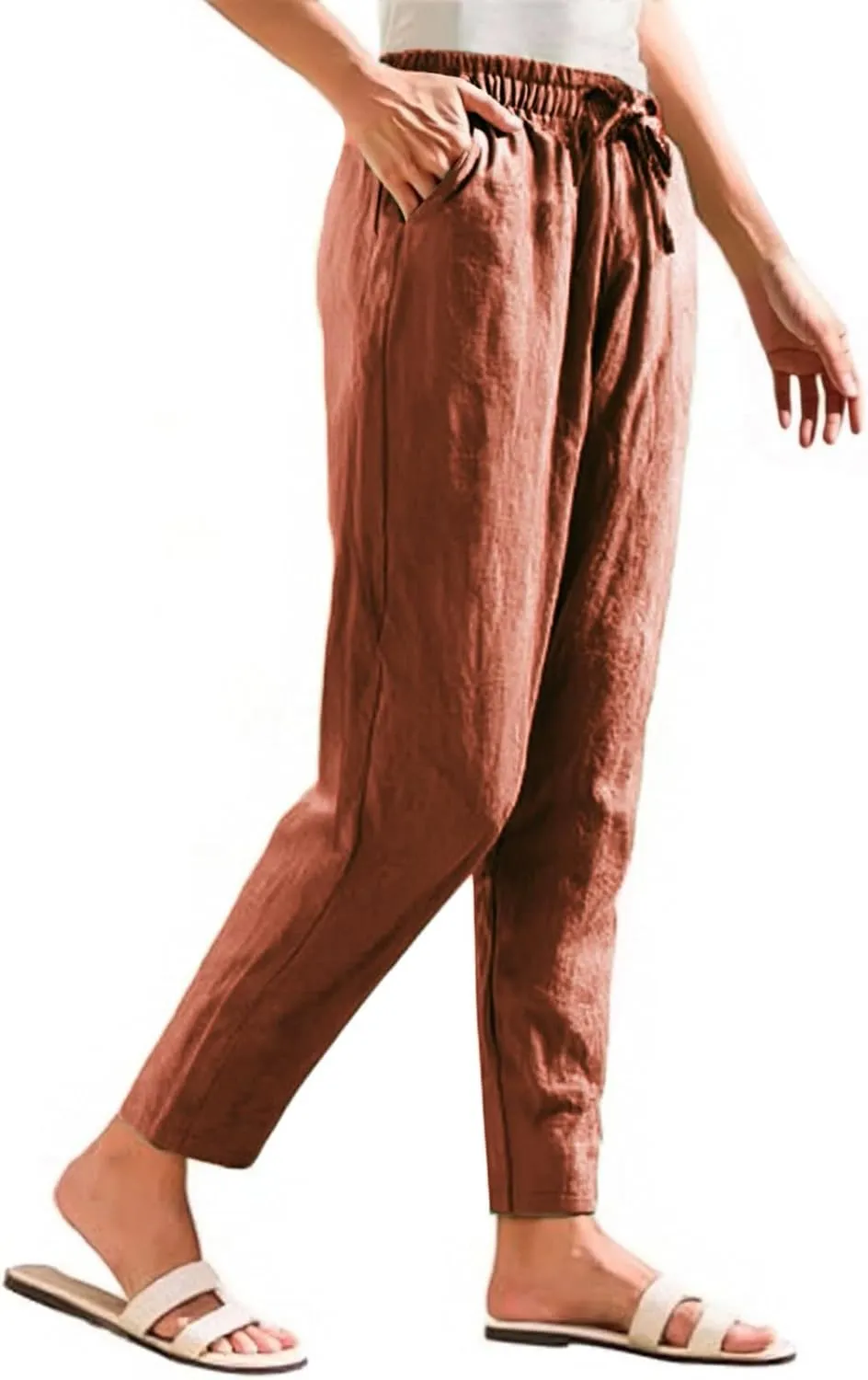 Womens Sweatpants, Peasant Pants Casual Straight Leg Plus Size Linen Lounge Stretchy