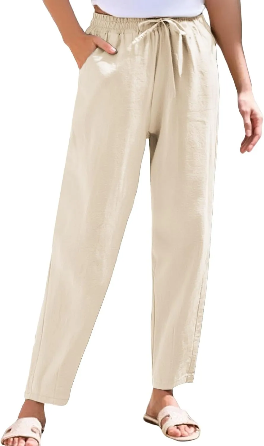 Womens Sweatpants, Peasant Pants Casual Straight Leg Plus Size Linen Lounge Stretchy