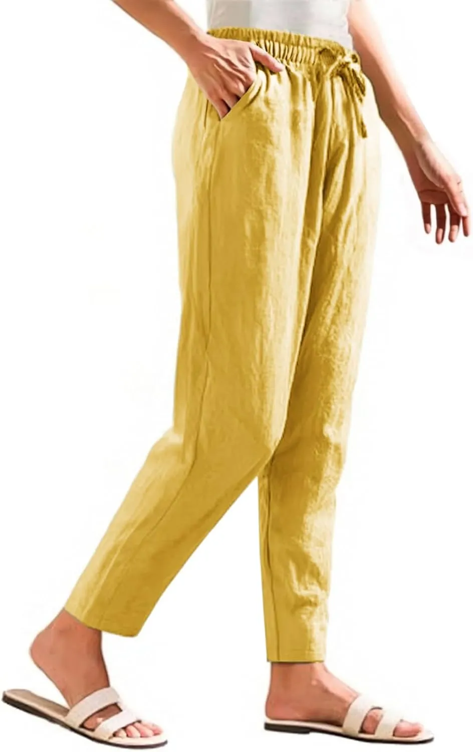 Womens Sweatpants, Peasant Pants Casual Straight Leg Plus Size Linen Lounge Stretchy