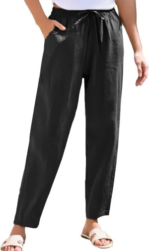 Womens Sweatpants, Peasant Pants Casual Straight Leg Plus Size Linen Lounge Stretchy