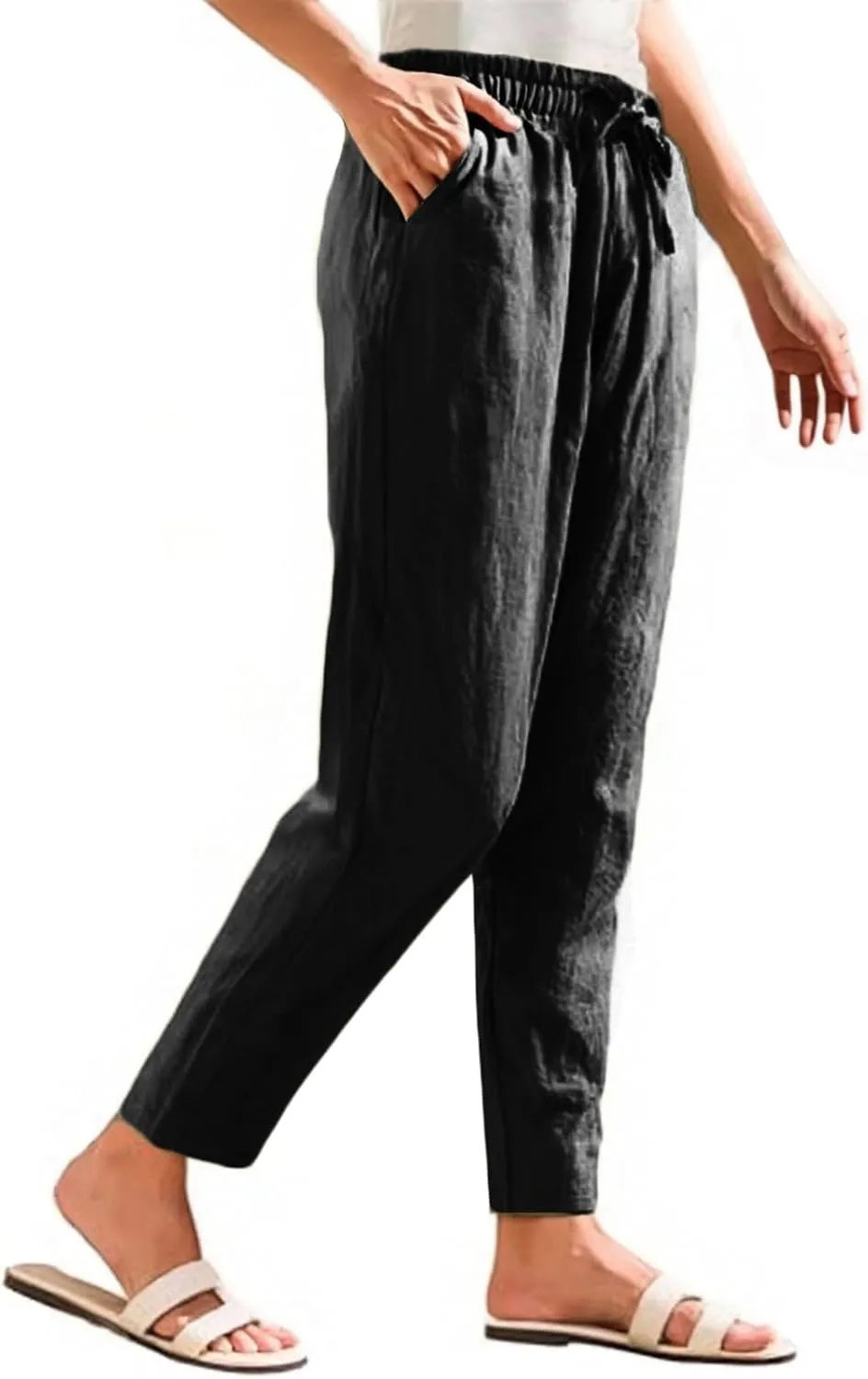 Womens Sweatpants, Peasant Pants Casual Straight Leg Plus Size Linen Lounge Stretchy
