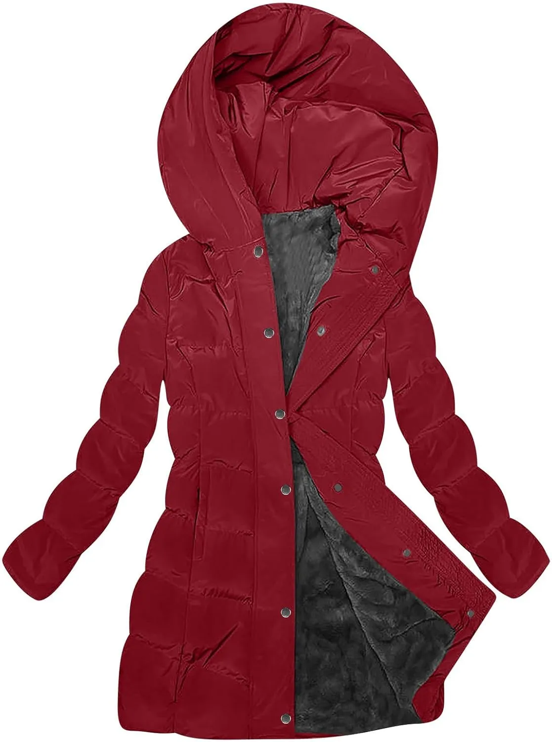 Womens Winter Coats Fleece Lined Down Jacket Thicken Puffer Coat Warm Quilted Jackets Heavyweight Button Outerwear