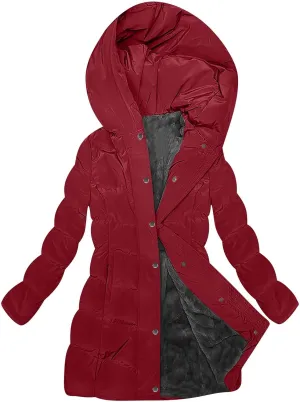 Womens Winter Coats Fleece Lined Down Jacket Thicken Puffer Coat Warm Quilted Jackets Heavyweight Button Outerwear