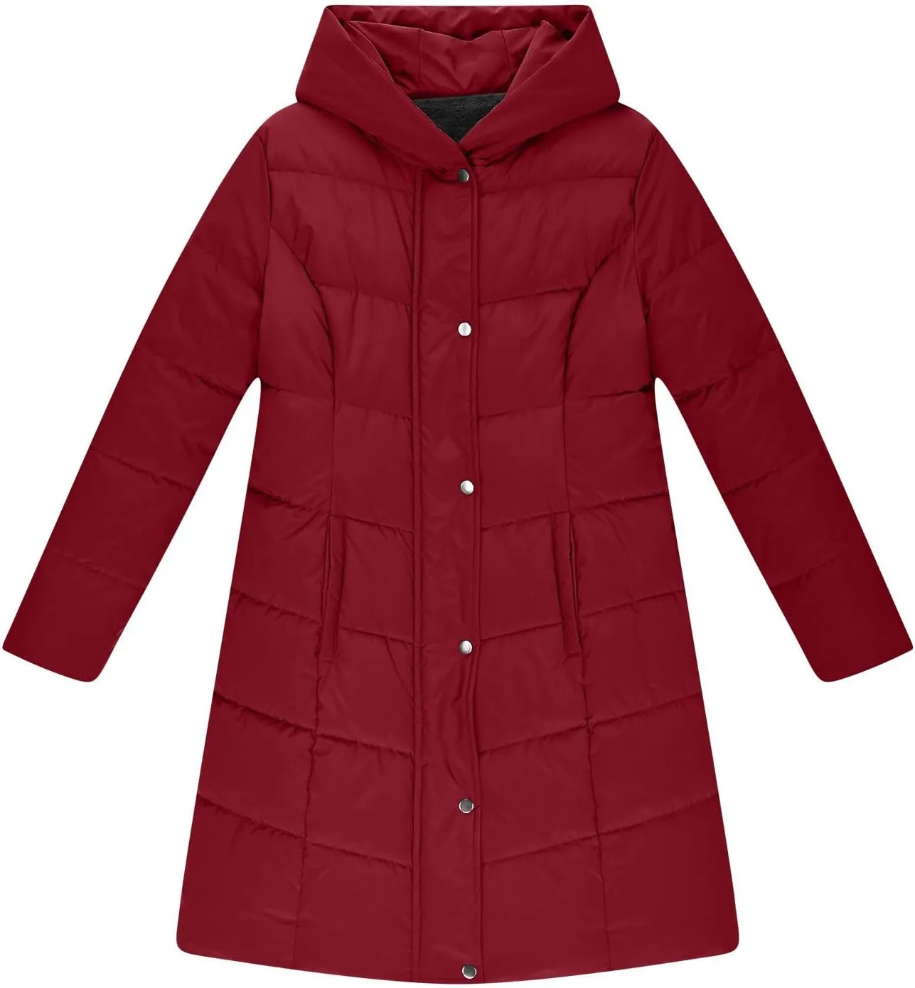 Womens Winter Coats Fleece Lined Down Jacket Thicken Puffer Coat Warm Quilted Jackets Heavyweight Button Outerwear