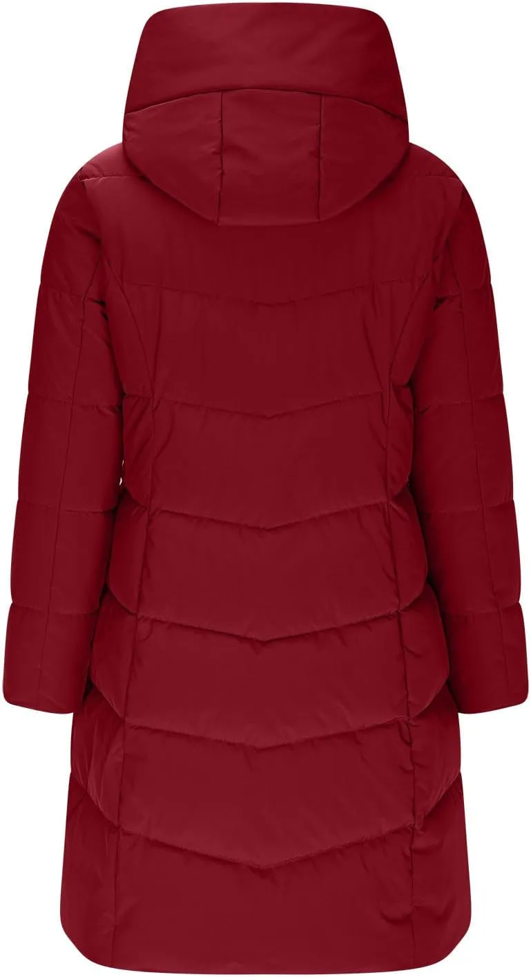 Womens Winter Coats Fleece Lined Down Jacket Thicken Puffer Coat Warm Quilted Jackets Heavyweight Button Outerwear