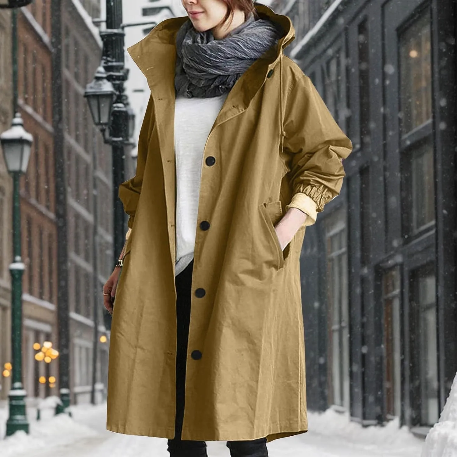 Womens Wool Blend Long Pea Coats Jackets Slim Fit Open Front Outerwear Casual Winter Overcoats