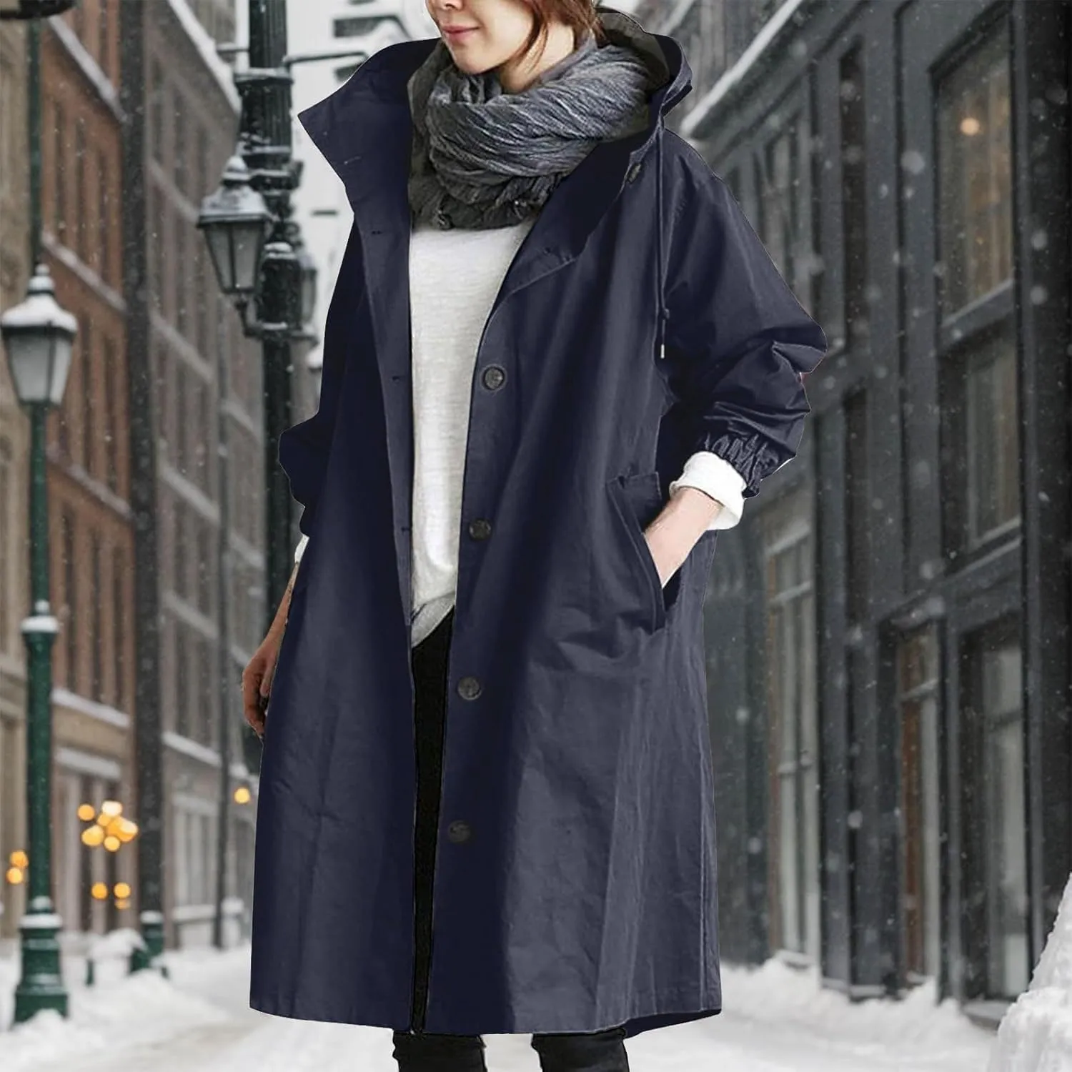 Womens Wool Blend Long Pea Coats Jackets Slim Fit Open Front Outerwear Casual Winter Overcoats