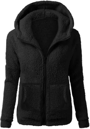 Womens Zip Up Fleece Lightweight Jacket Fall Winter Coats Plus Size Sherpa Thermal Cute Hoodie Jackets with Pockets