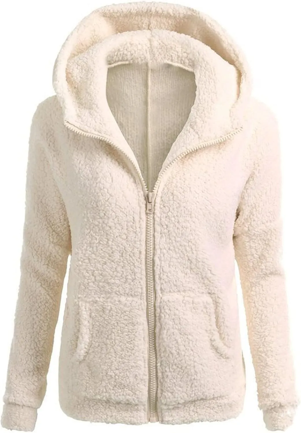 Womens Zip Up Fleece Lightweight Jacket Fall Winter Coats Plus Size Sherpa Thermal Cute Hoodie Jackets with Pockets