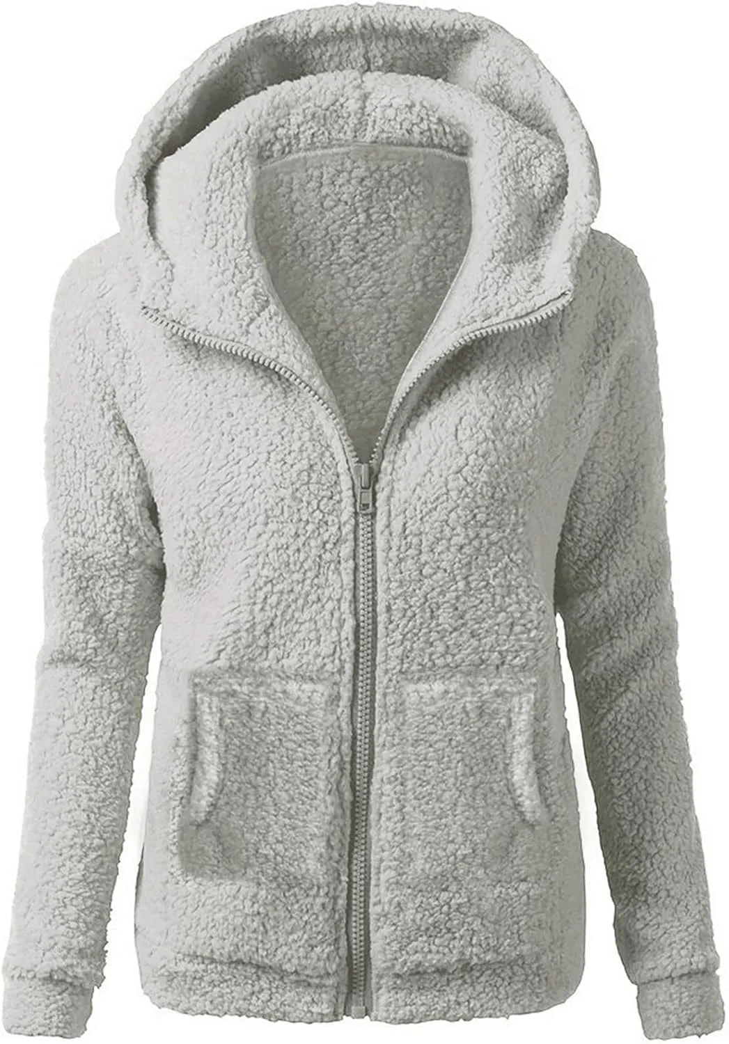 Womens Zip Up Fleece Lightweight Jacket Fall Winter Coats Plus Size Sherpa Thermal Cute Hoodie Jackets with Pockets