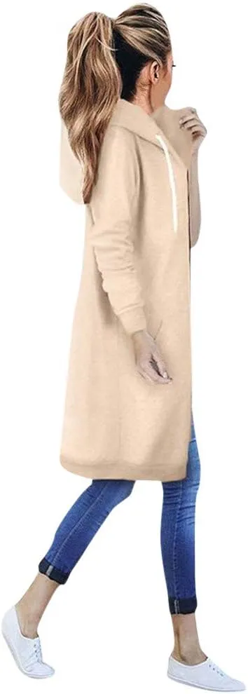 Womens Zip Up Long Sleeve Fleece Jackets Hoodies Sweatshirt 2024 Fall Fashion Outfits Winter Clothes Long Coats