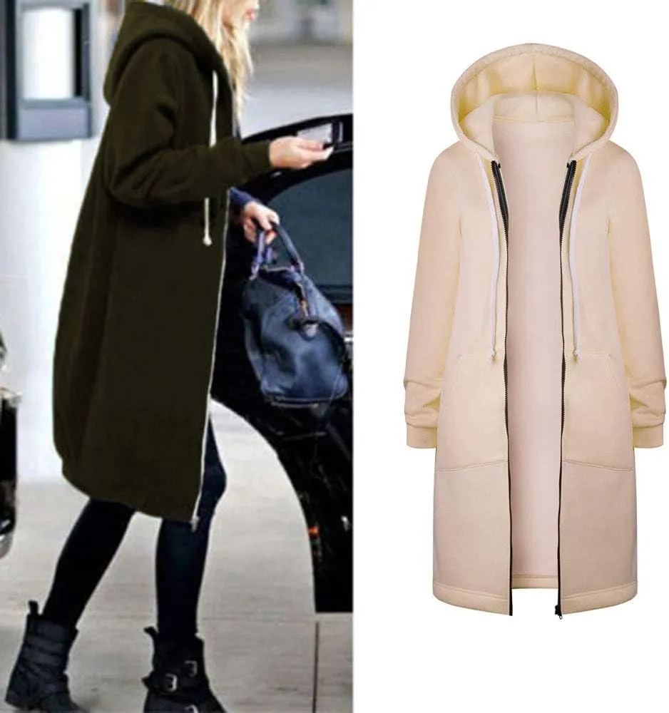 Womens Zip Up Long Sleeve Fleece Jackets Hoodies Sweatshirt 2024 Fall Fashion Outfits Winter Clothes Long Coats