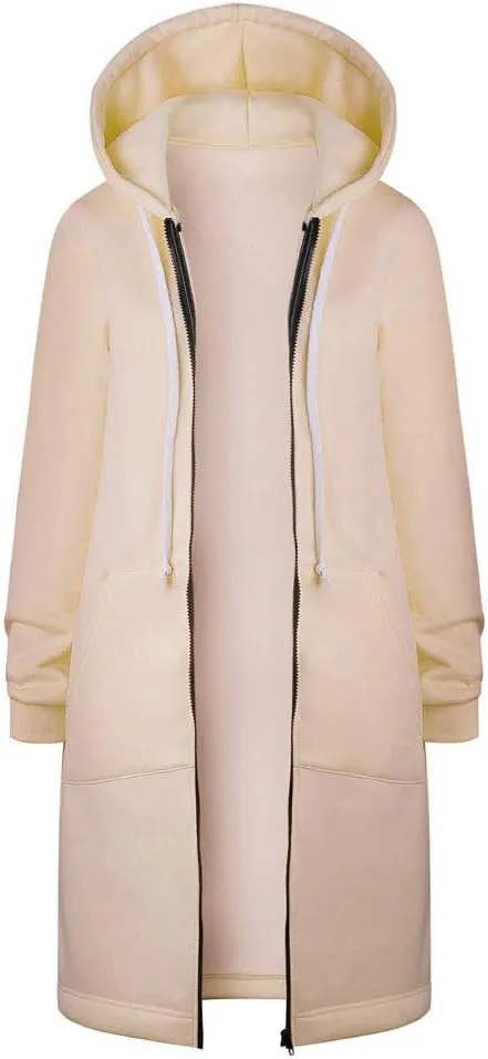 Womens Zip Up Long Sleeve Fleece Jackets Hoodies Sweatshirt 2024 Fall Fashion Outfits Winter Clothes Long Coats