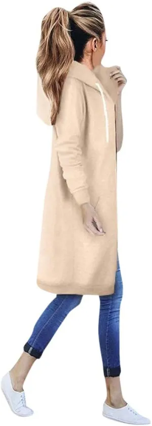 Womens Zip Up Long Sleeve Fleece Jackets Hoodies Sweatshirt 2024 Fall Fashion Outfits Winter Clothes Long Coats
