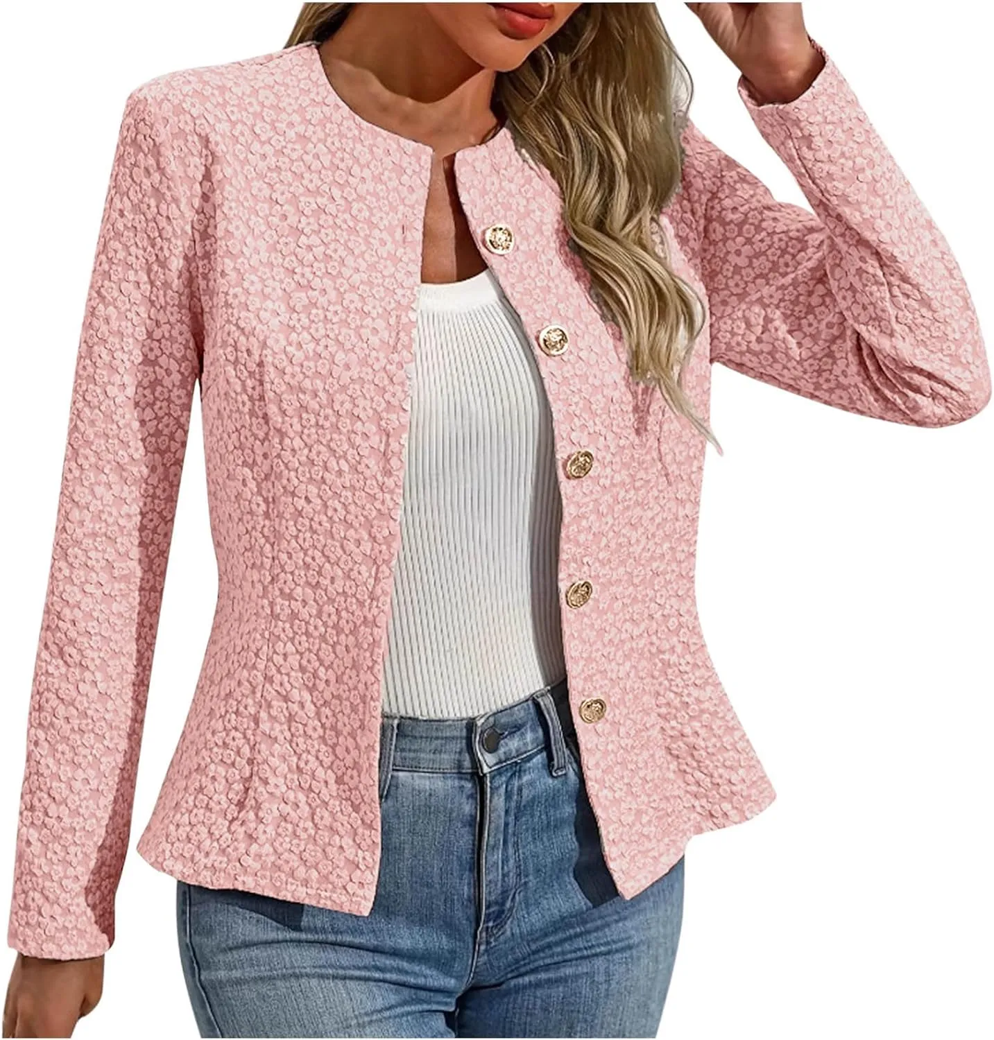 Xiaojmake Women Business Blazer Lightweight Casual Solid Lapel Thin Open Front Outerwear with Pocket Button Down Jacket 2025