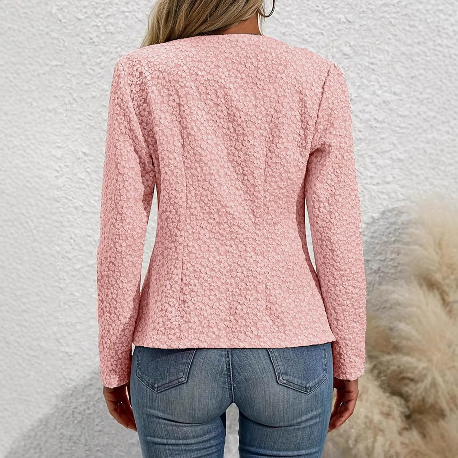 Xiaojmake Women Business Blazer Lightweight Casual Solid Lapel Thin Open Front Outerwear with Pocket Button Down Jacket 2025