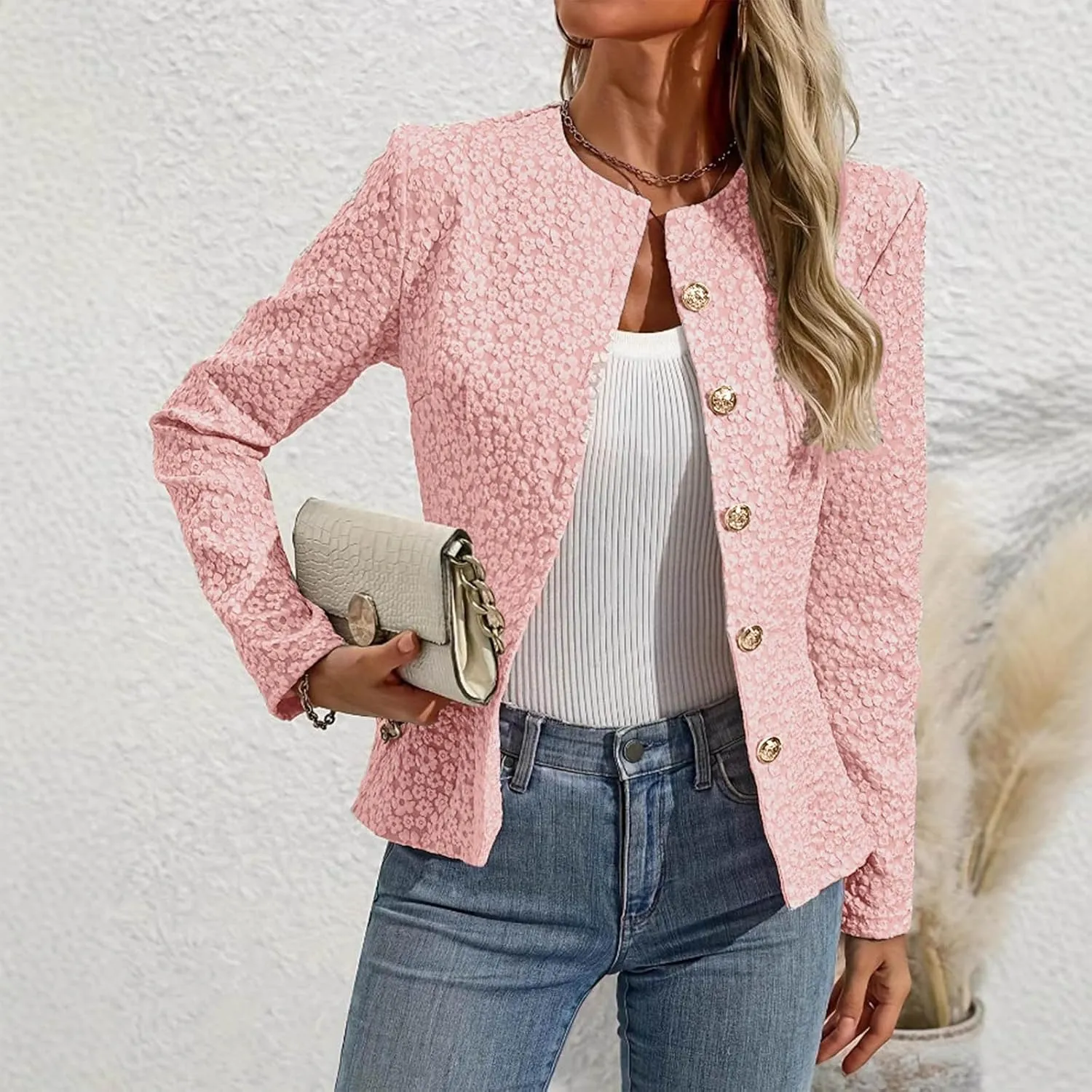 Xiaojmake Women Business Blazer Lightweight Casual Solid Lapel Thin Open Front Outerwear with Pocket Button Down Jacket 2025