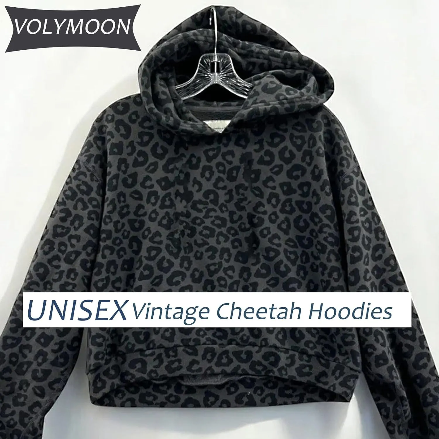 Y2K Leopard Print Hoodies Oversized Cheetah Sweatshirts Vintage Trendy Casual Long Sleeve Pullover With Pockets